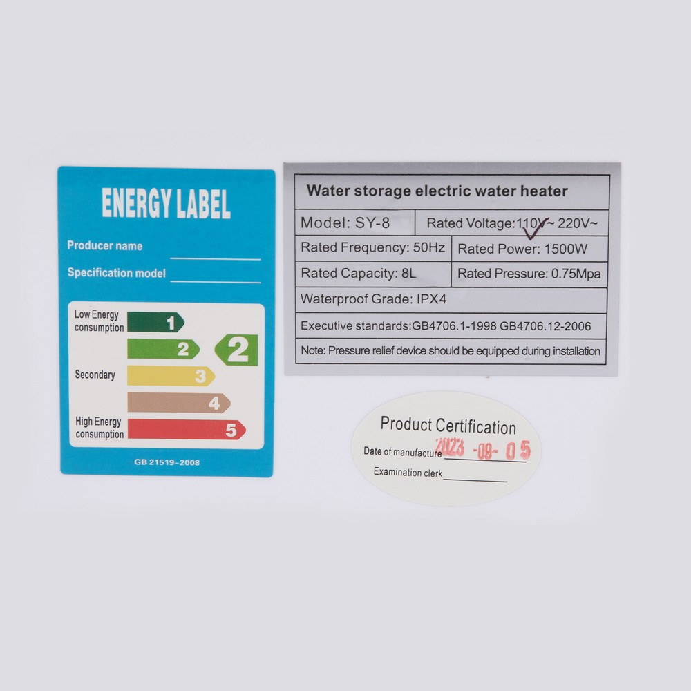 8l Storage Water Heater Kitchen Wall Mounted Electric Water Heater 1500w 86-149℉