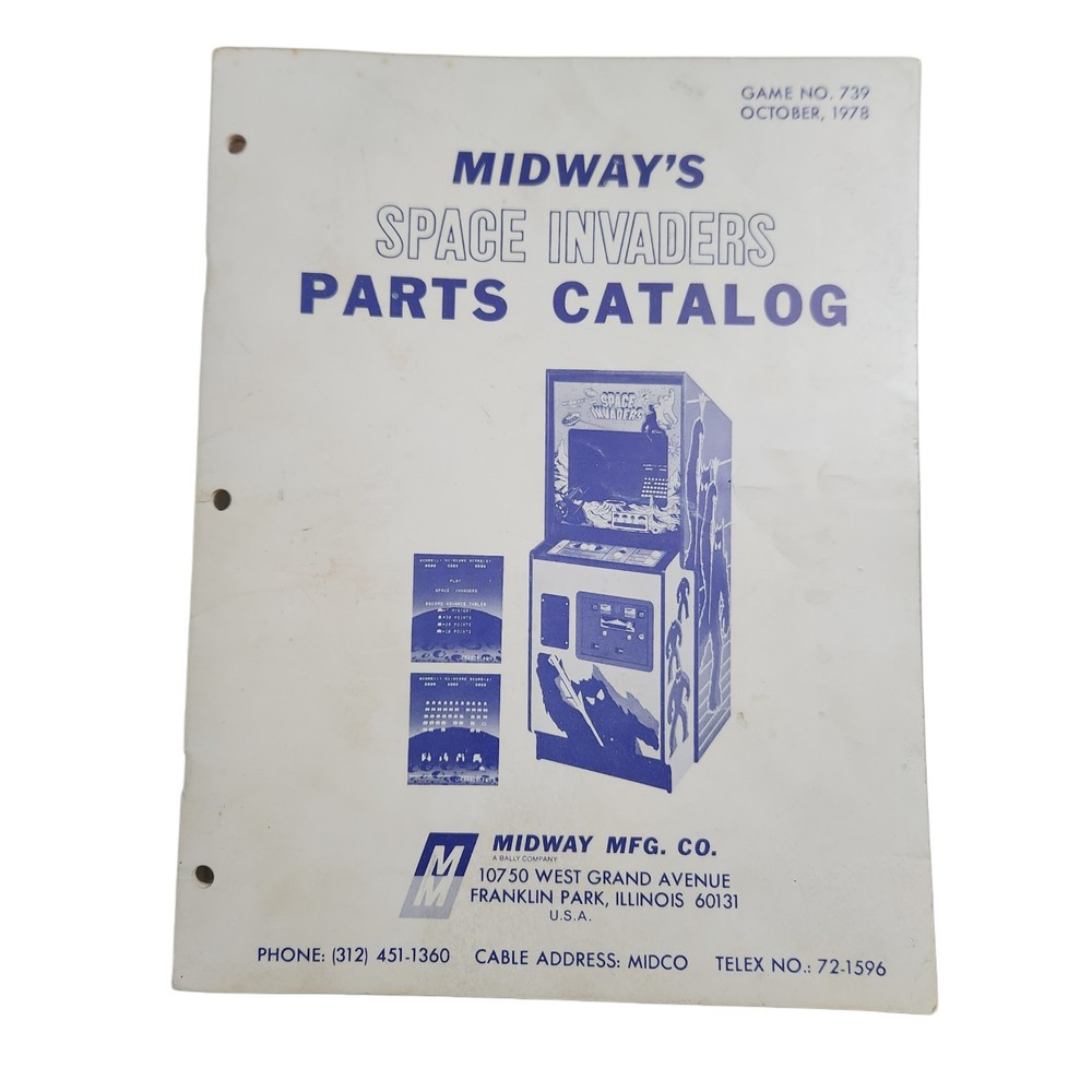 Space Invaders Parts Catalog Manual Midway 1978