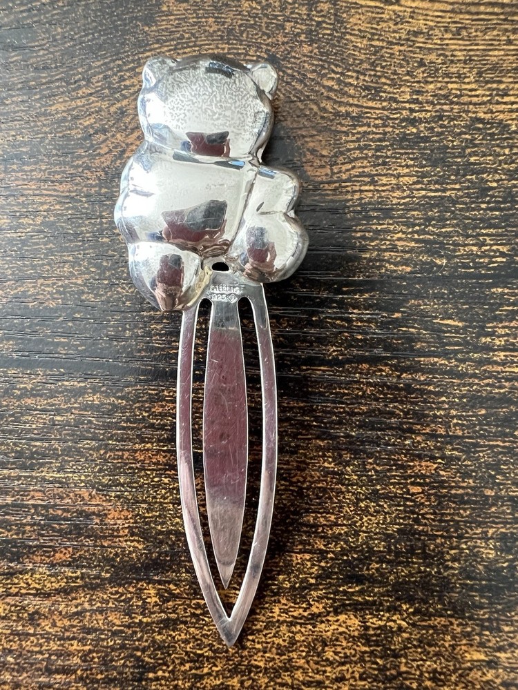 Sterling 925 Solid Silver Teddy Bear Bookmark 9.5cm Booktok Beautiful Gift