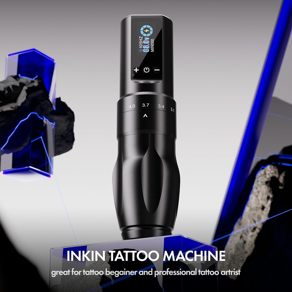 Inkin Tattoo Kit Wireless Machine Adjustable Stroke Beginner Set Needles Ink