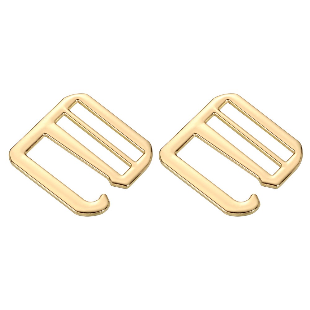 2Pcs G-Hook Webbing Buckles, 32mm Flat Tri-Glide, Light Gold