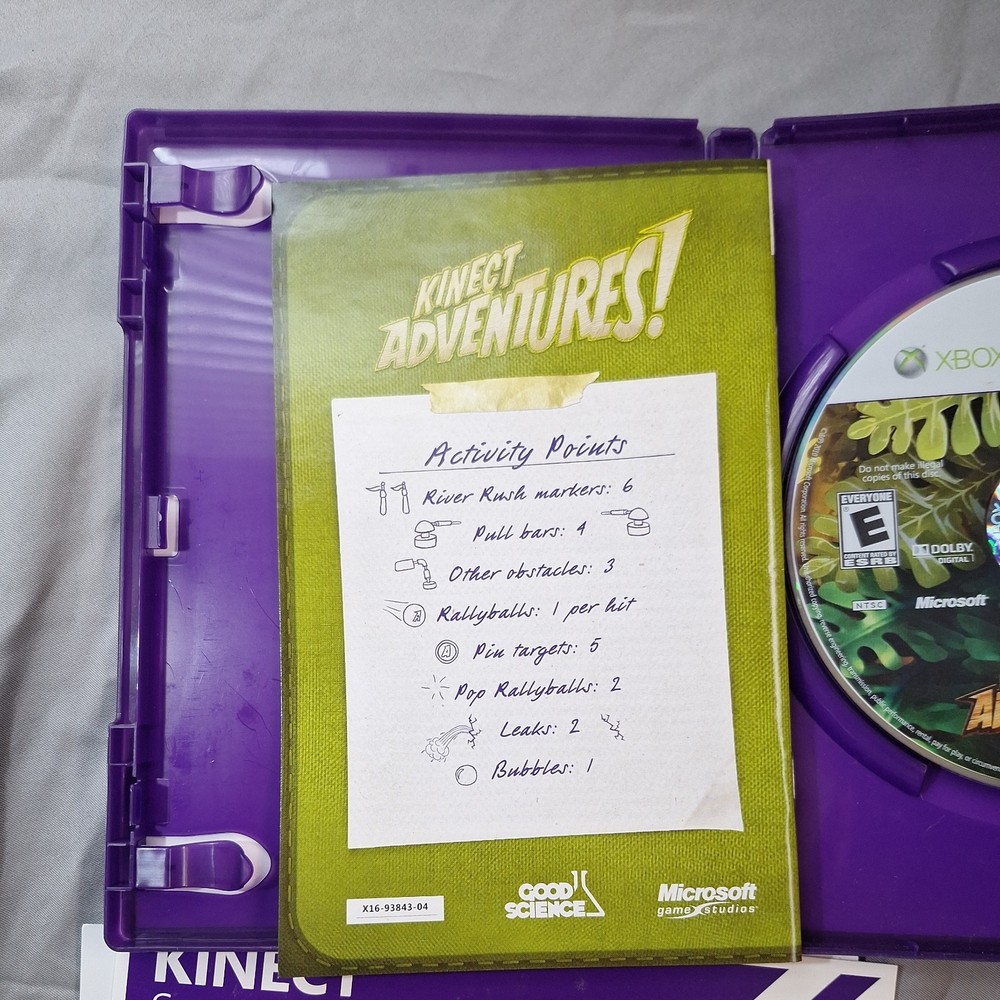 Kinect Microsoft XBOX 360 Model 1414 Sensor Bar W/ Kinect Adventures Game