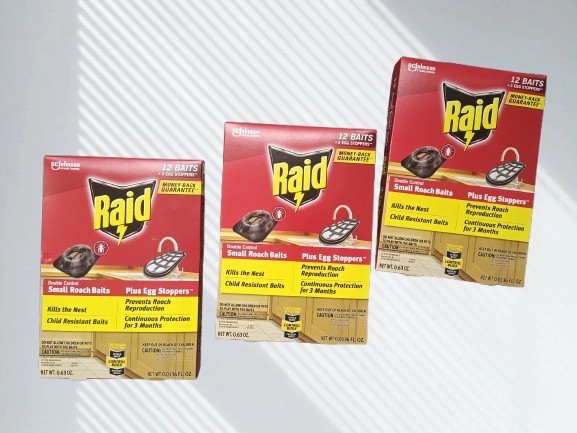 Raid Double Control 36 Small Roach Baits + 3 Egg Stoppers Kills & Sterilizes