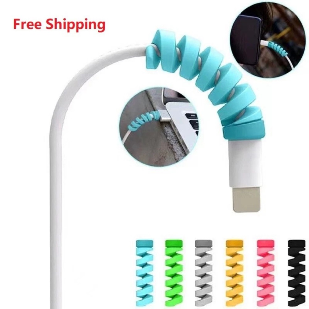 10pcs Universal Silicone Spiral USB Data Cable Headphone Protective Covers