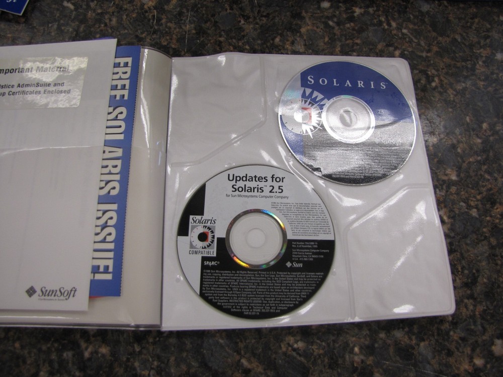 Vintage Sunsoft Solaris 2.5 Server SPARC Edition SMCC System CD Software Set