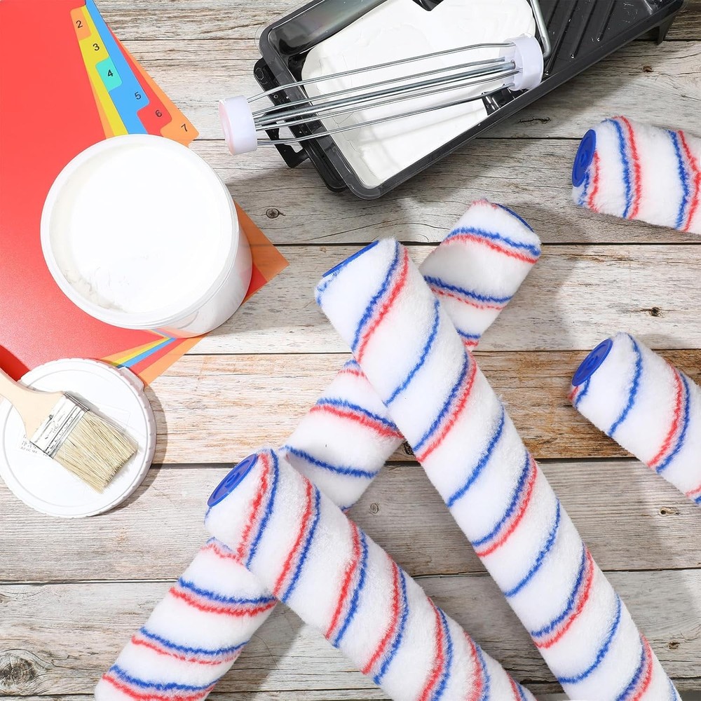 12 Pcs 18 Inch 3/8" Nap Paint Roller Covers Bulk Microfiber Refill Roller