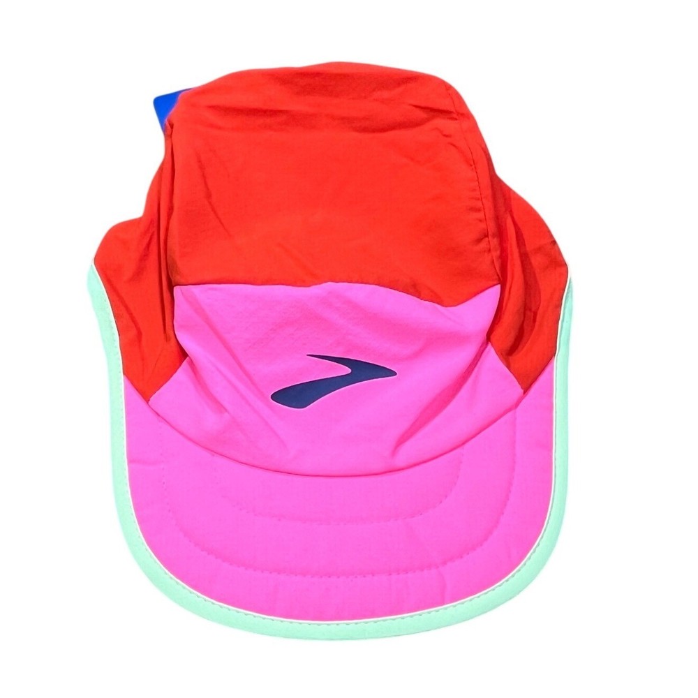 Brooks Lightweight Packable Hat Red Pink Teal Running Athletic NWT