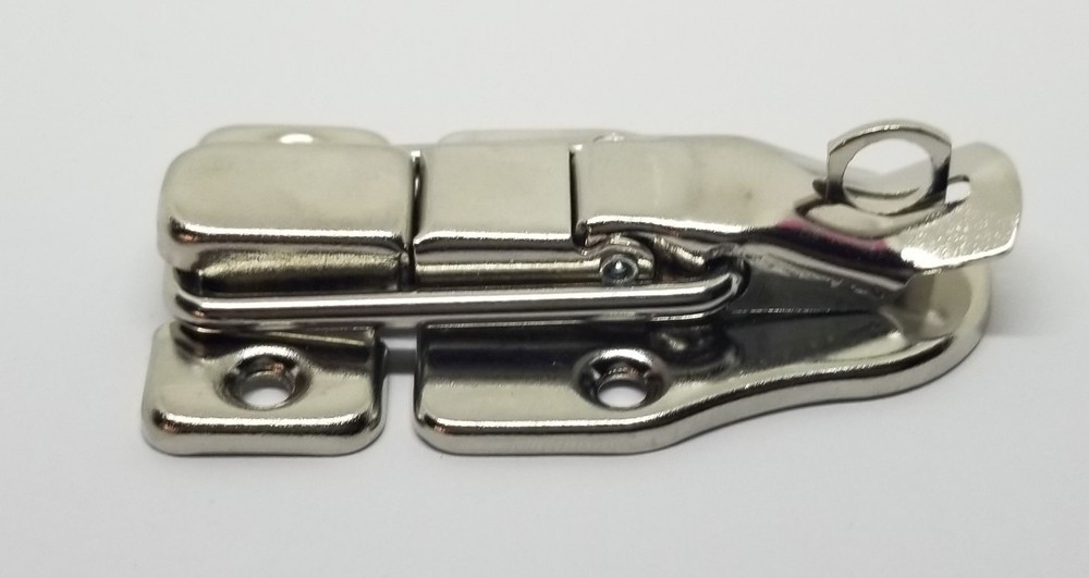 3" Nickel Plated Locking Drawbolt lock WITH PADLOCK LOOP jewelry small latch ant