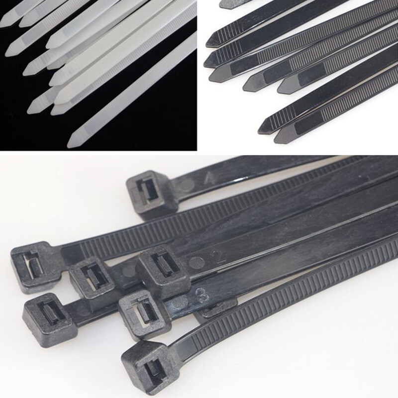 8.8mm Width Nylon Plastic Cable Ties Zip Tie Wraps Strong All Sizes White/Black