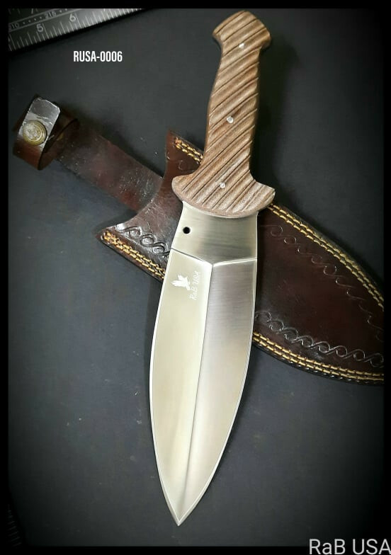 Smatchet Knife D2 Tool Steel Brown Micarta Handle