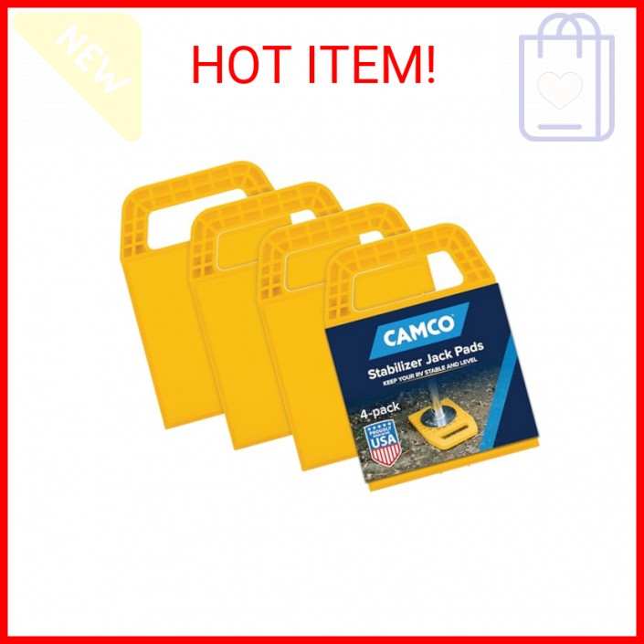 Camco RV Stabilizing Jack Pads - Features Interlocking Design & Includes Handy S