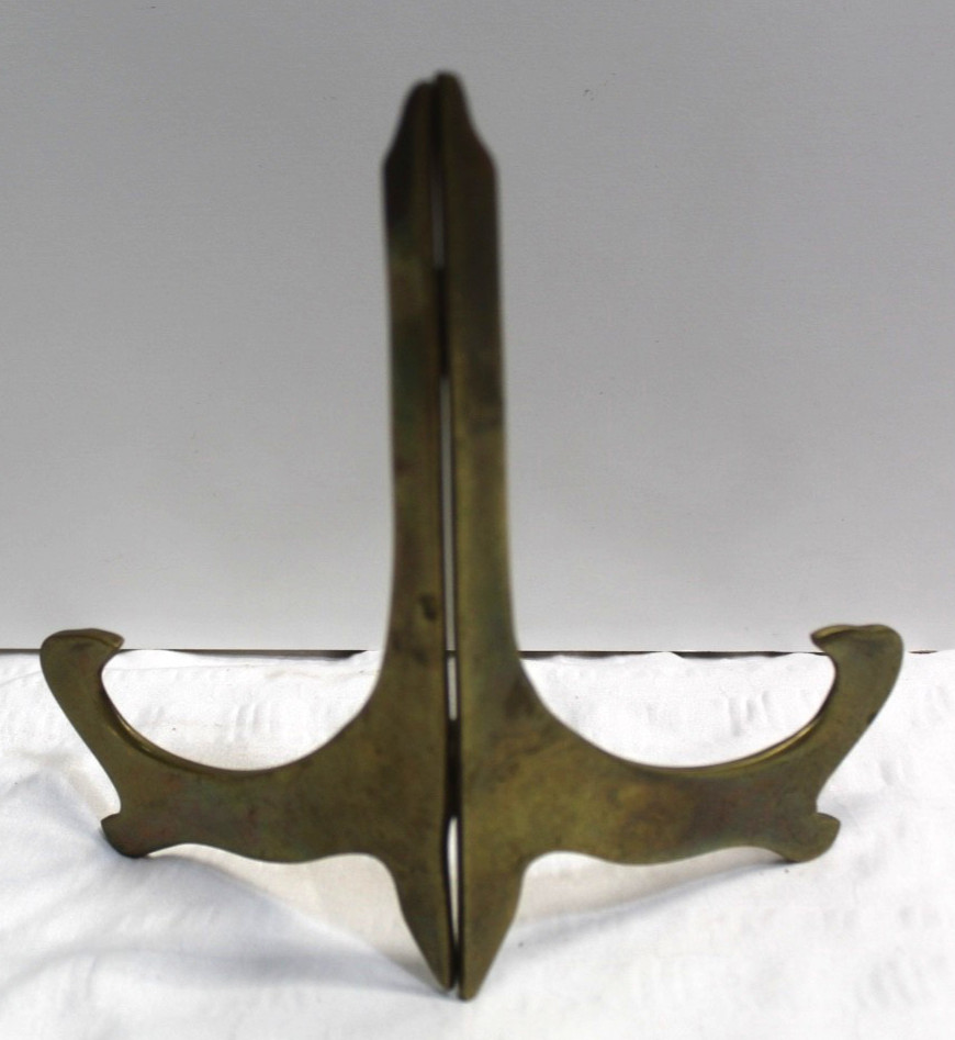 Vintage Heavy Solid Brass Easel Folding Display Stand 7" Tall