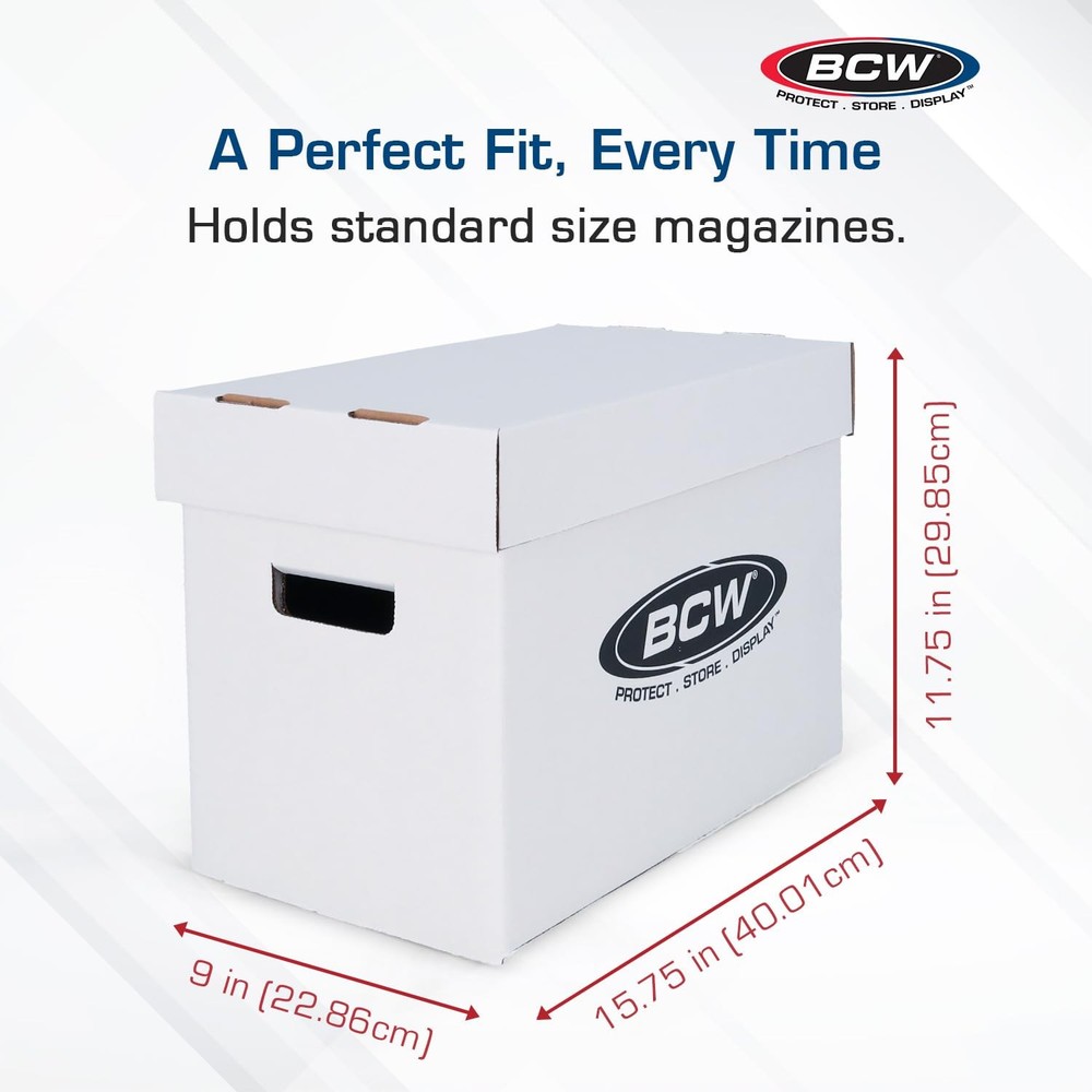 BCW Magazine/Document Storage Box 5-Pack | Durable Cardboard Filing Box