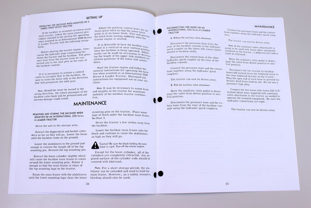 International 3082 A Backhoe Owners Operators Manual Maintenance Controls