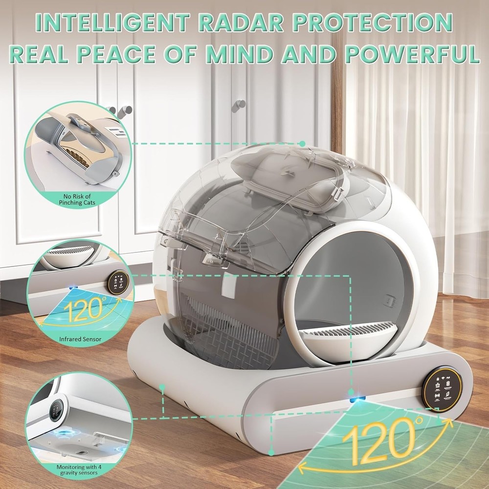 Self Cleaning Kitty Litter Box, App Control Extra Large Automatic Cat Litter Box