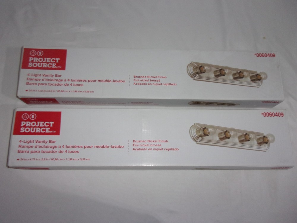 2 Pack Project Source 4 Light 24" Vanity Bar Bath Brushed Nickel 0060409