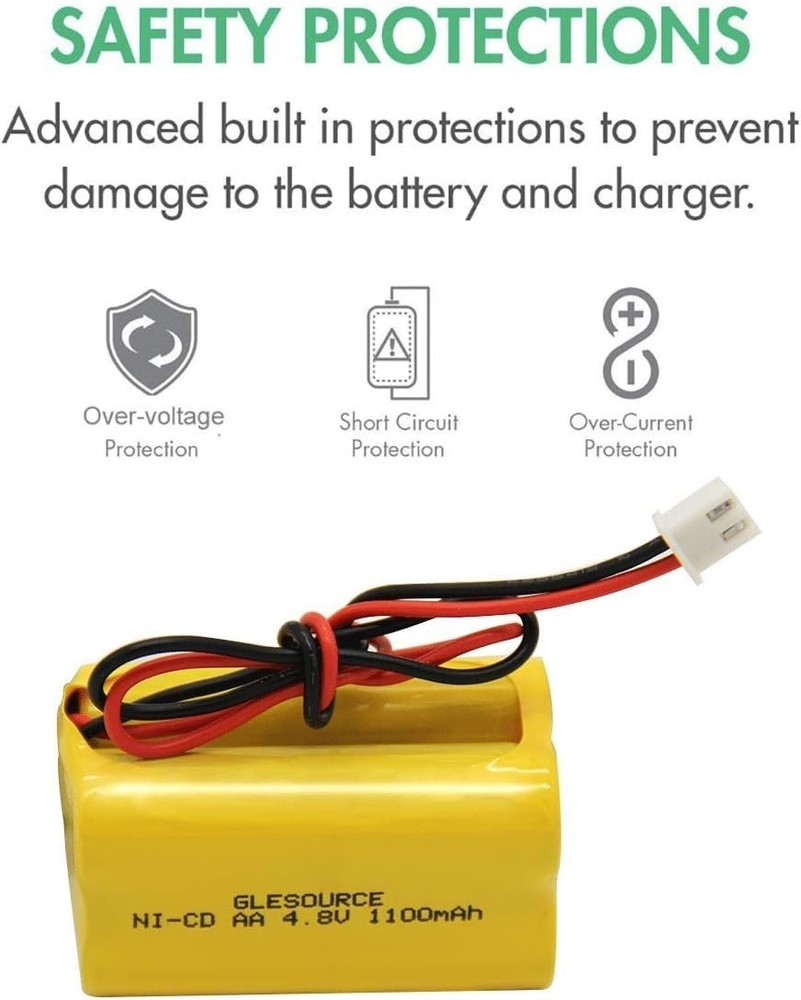 TWO PACK - EMERGENCY EXIT LIGHT SIGN 4.8V 1100mah NiCad BATTERY