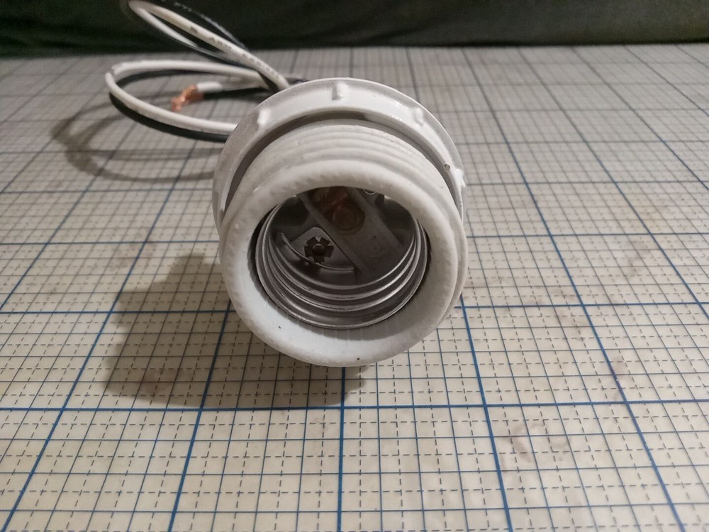 Porcelain Threaded Medium Lamp Holder Replacement with Ring and 18 AWG Wire