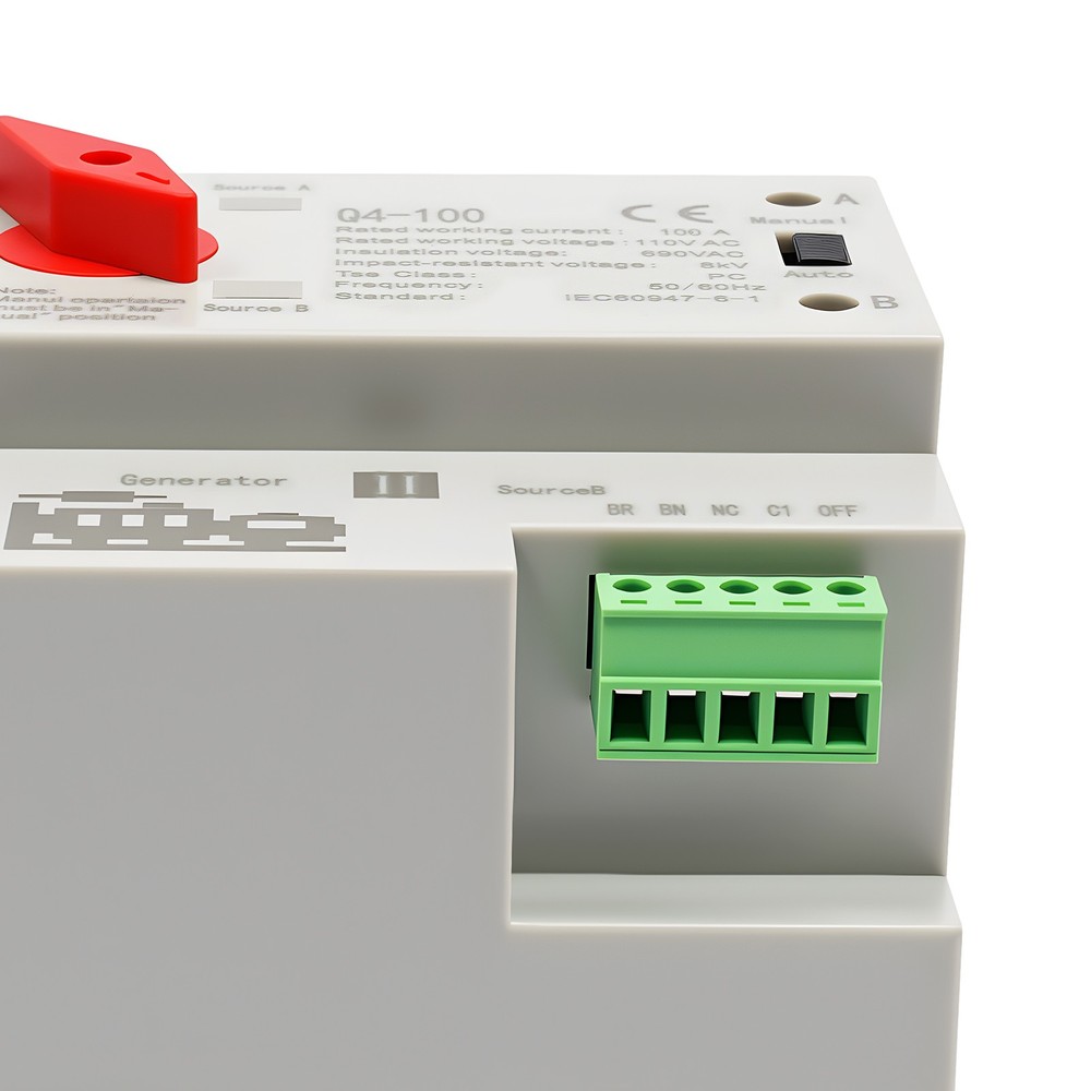 100A Automatic Transfer Switch 2P Power Generator Changeover Switch Dual Power