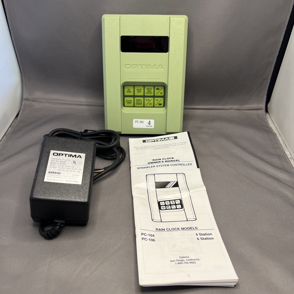 OPTIMA PC-104 LAWN SPRINKLER TIMER Single Program 4 Station, Never Installed NOS