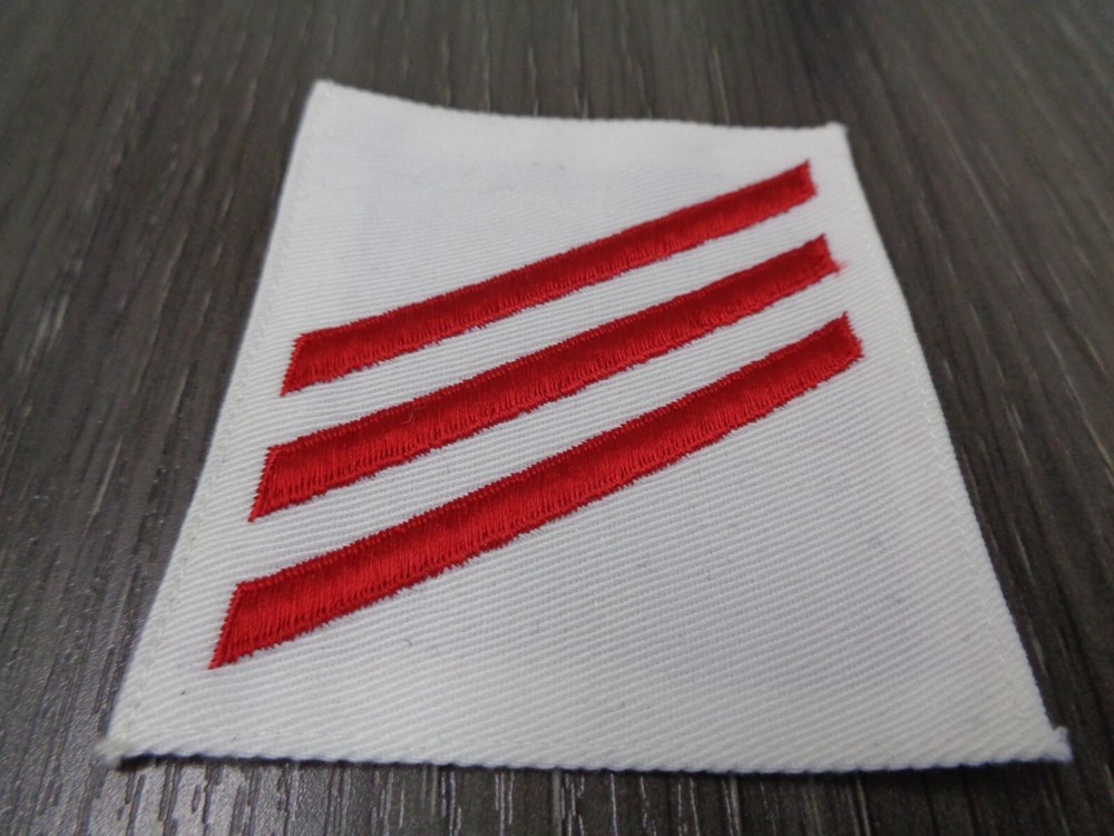 Vintage Desert Storm US Navy USN Fireman Rank E-3 Patch Red on White Ploy