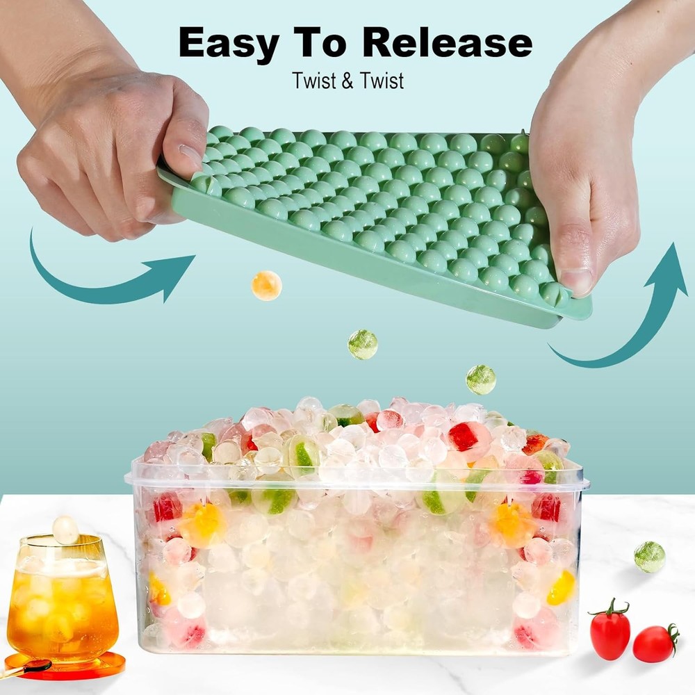 Mini Ice Cube Tray, Small Round Molds 104x3 PCS - 3Pack, Green