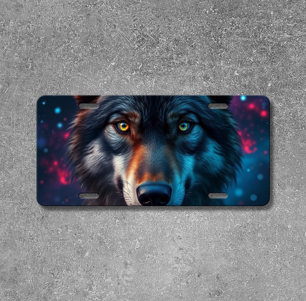 Beautiful Wolf License Plate Optional Text Front Plate Unique Gift