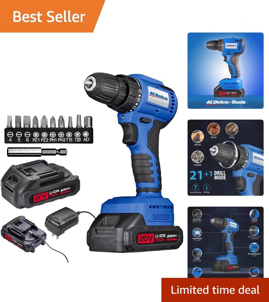 High Torque 20V Cordless Drill with Variable Speed - Ideal for Any Project