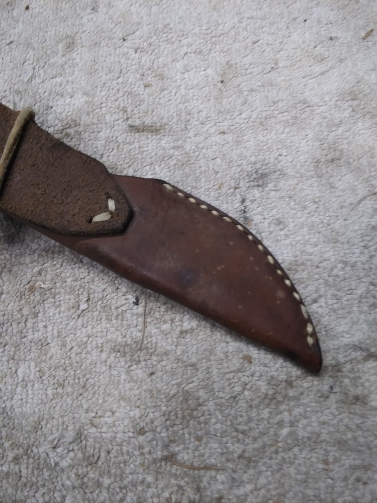 Vintage Custom Fixed Blade Hunting Knife Stag Handle Unknown Maker W/Sheath