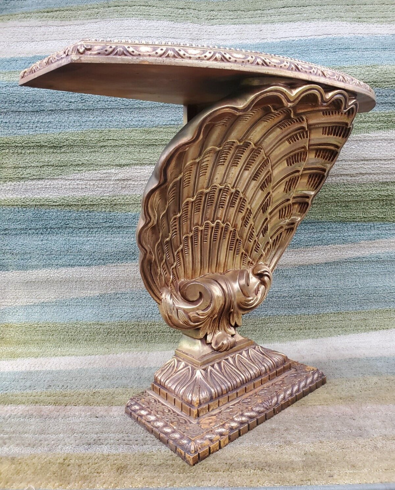 Hollywood Regency Grosfeld House Gilded Shell Console Table Clamshell