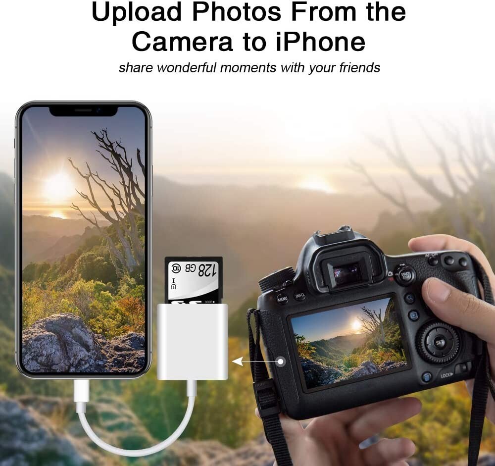 2PACK SD/TF Card Reader for IPhone iPad to SD Adapter Trail Game camera viewer