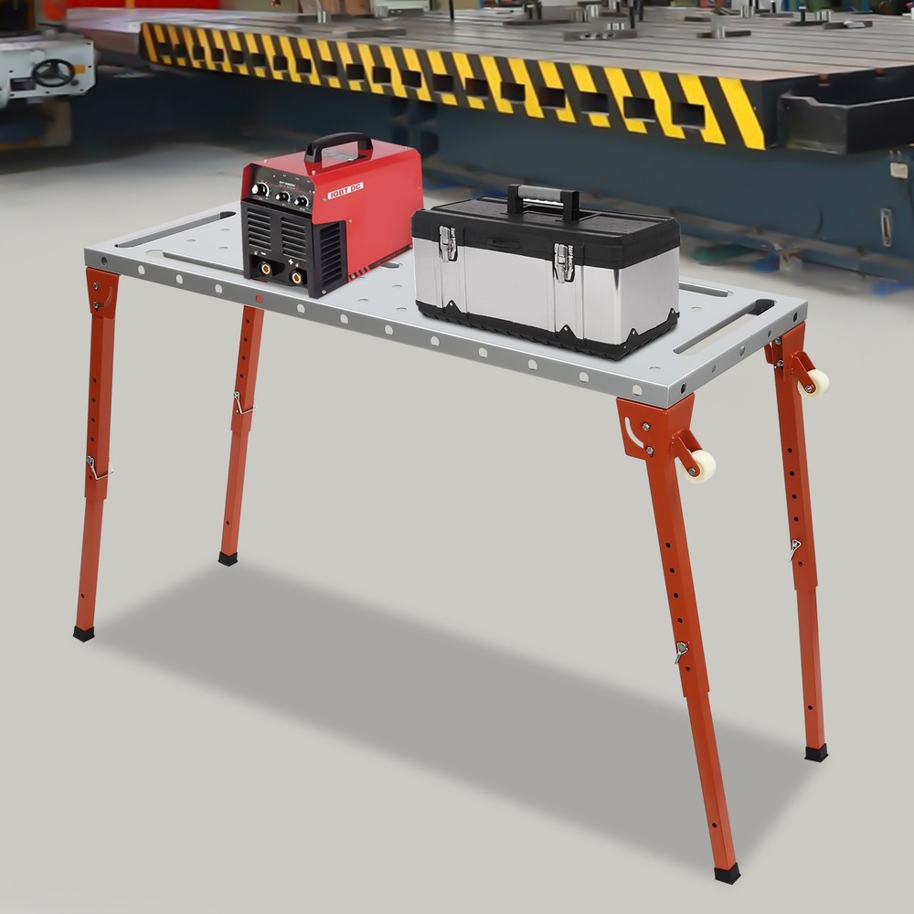 Steel Portable Welding Table Silver Folding Welding Workbench Table Work Bench