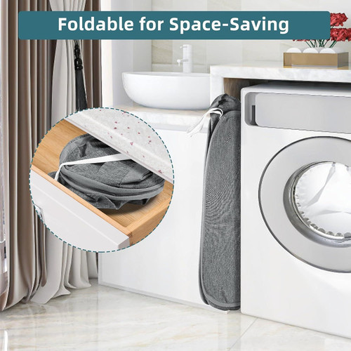Collapsible Laundry Baskets, Tear Proof Pop Up Horizontal, Gray