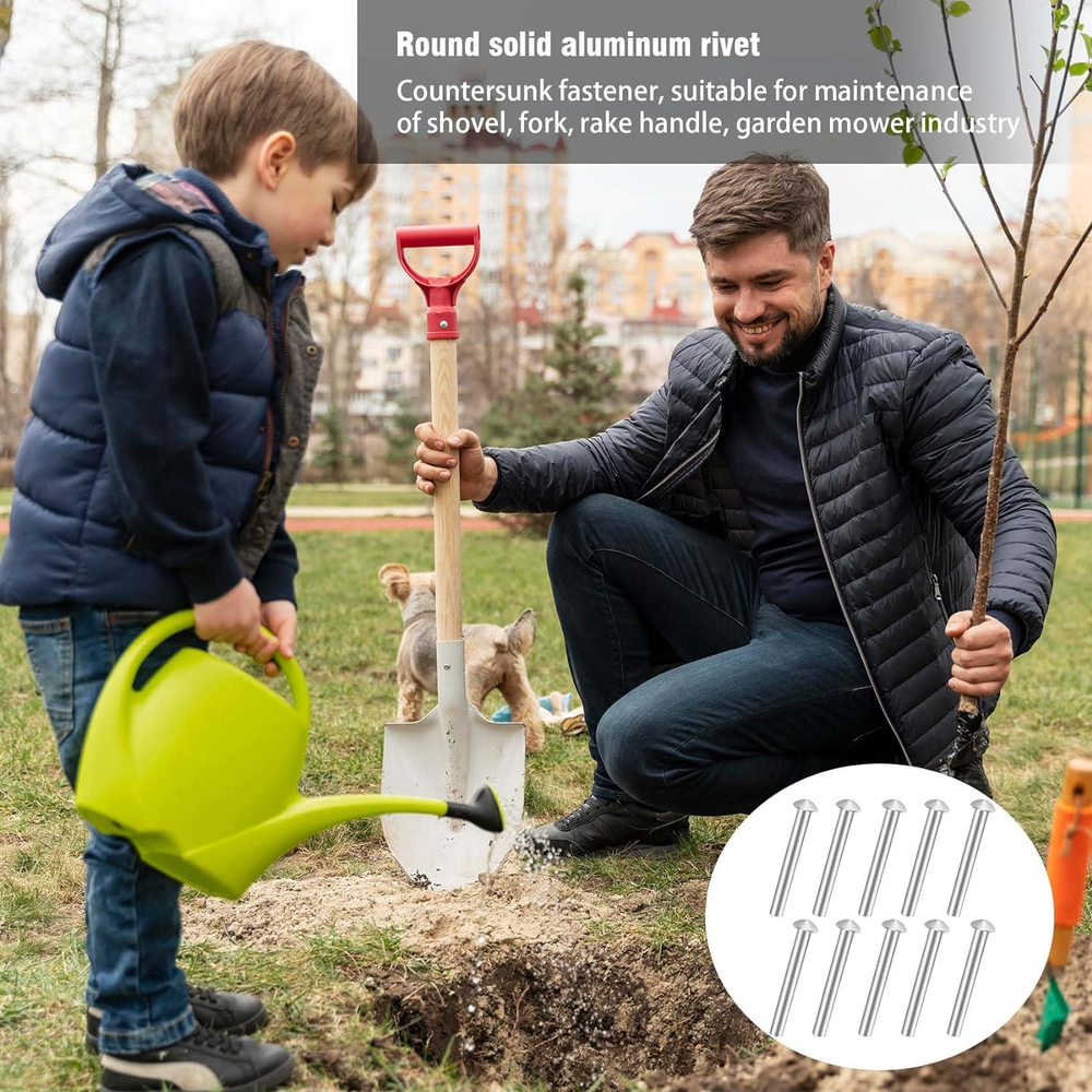 10 PCS Rivets for Spade Handle, Solid Rivet Tool, round Head Aluminum Rivets, Po