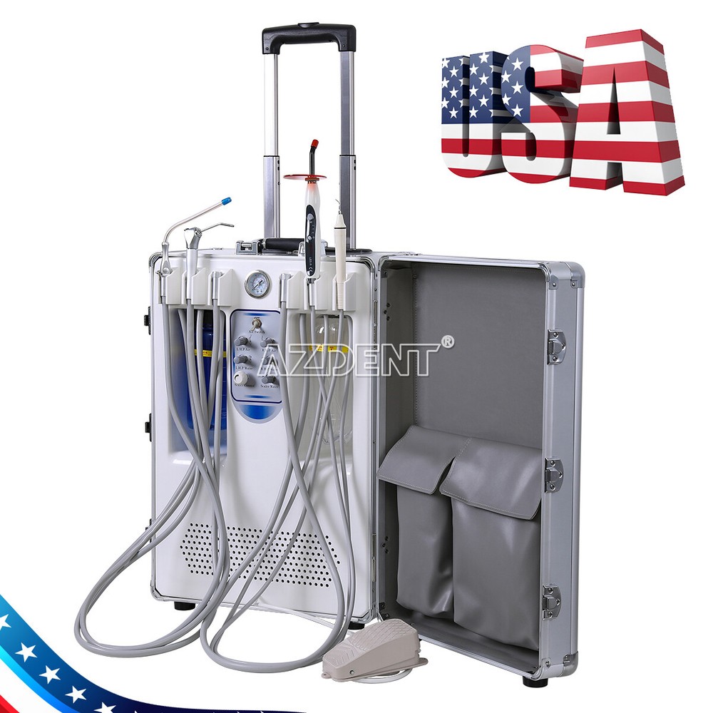 Dental Portable Mobile Delivery Unit Suction Rolling Case Compressor/Chair