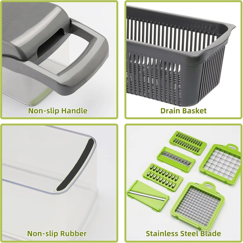 17-in-1 Vegetable Chopper - Multi-Function Kitchen Gadget with Container