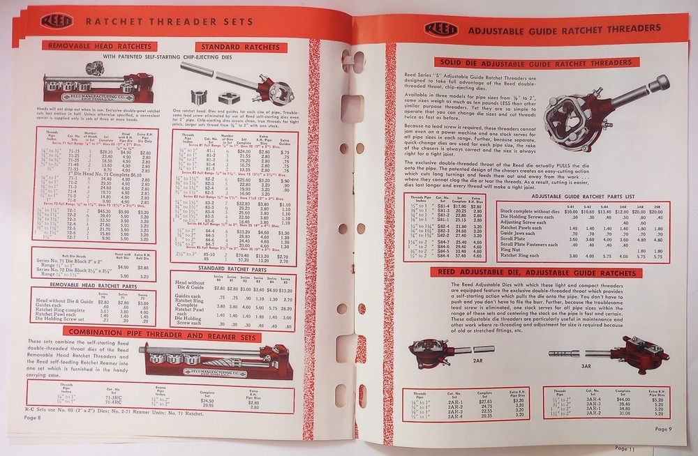 1950's REED Plumbing Tools Catalog Supplement