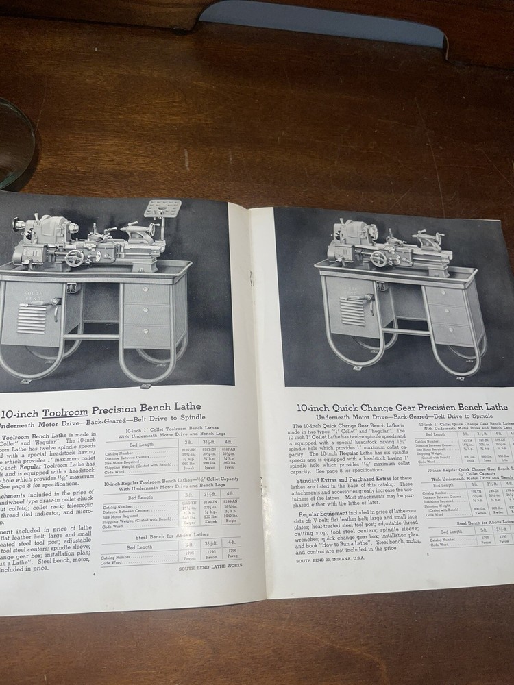 SOUTH BEND Workshop Precision Lathes Catalog 10-1 Brochure