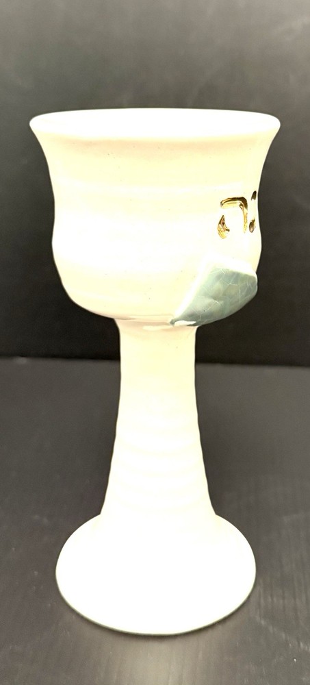 Studio Art Pottery Kiddush Cup Hebrew “Queen” VTG