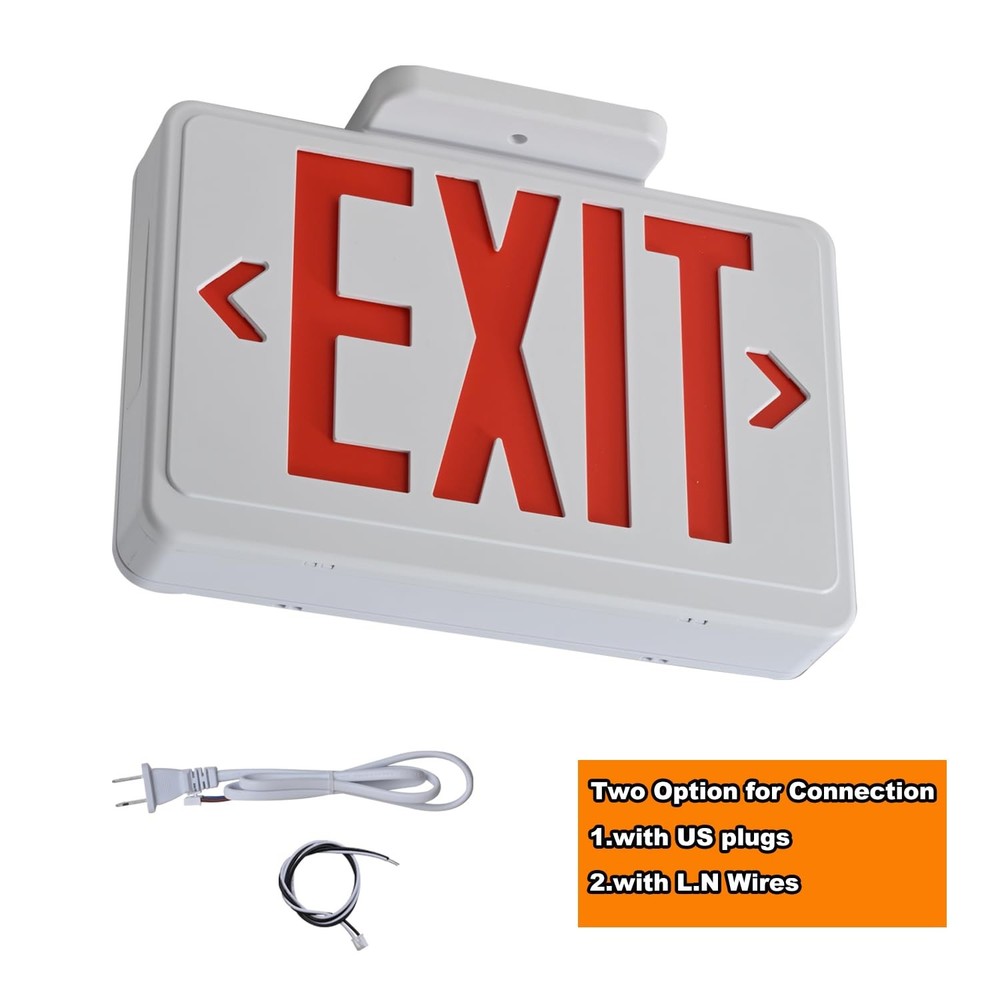 Apmeetlux Red LED Exit Sign,4Hours Plug in Cord Emergency Exit Light with Bat...