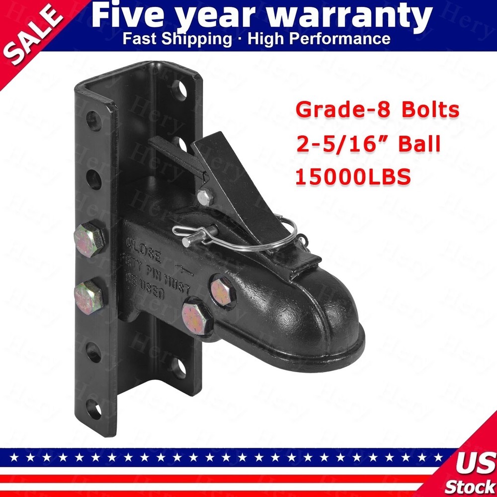 Adjustable Trailer Coupler 5-Position Channel-Mount Bracket 2-5/16" 15000 lbs