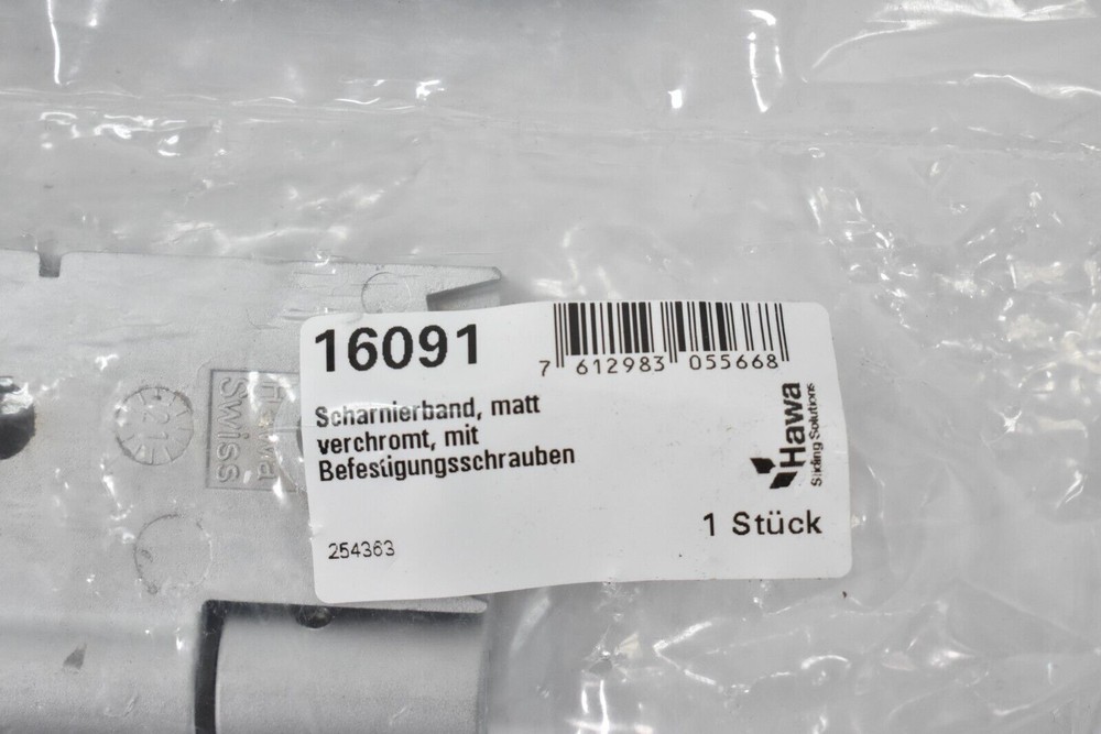 Hawa Sliding Solution Hinge Dull Chromium Finish w Fixing Screws Hardware 16091