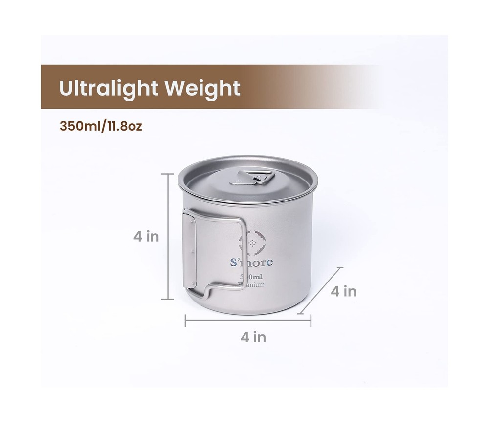 S'more Titanium Mug Camping Cup with Foldable Handle and Lid Lightw... Fast Ship