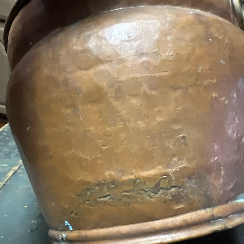 Hand Hammered Copper Pot w/Handles Patina