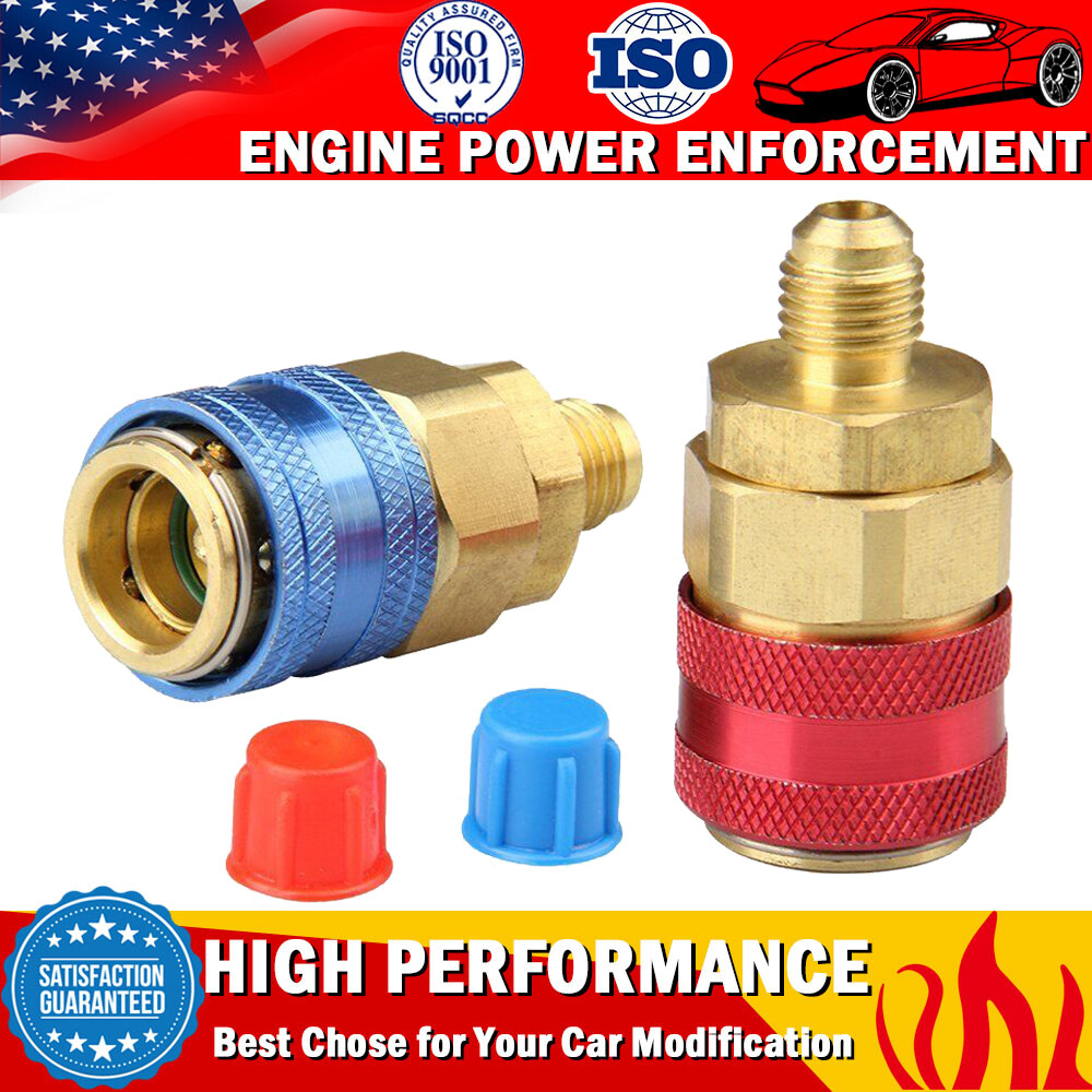 2Pack Car Freon AC A/C Air Conditioning High/Low Quick Connector Adapter Coupler