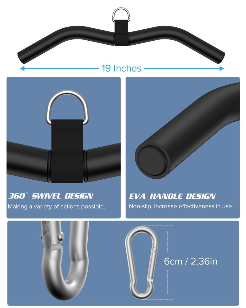 19” LAT Pull Down Bar Attachments Cable Attachments for Gym Lat Pullown Bar f...