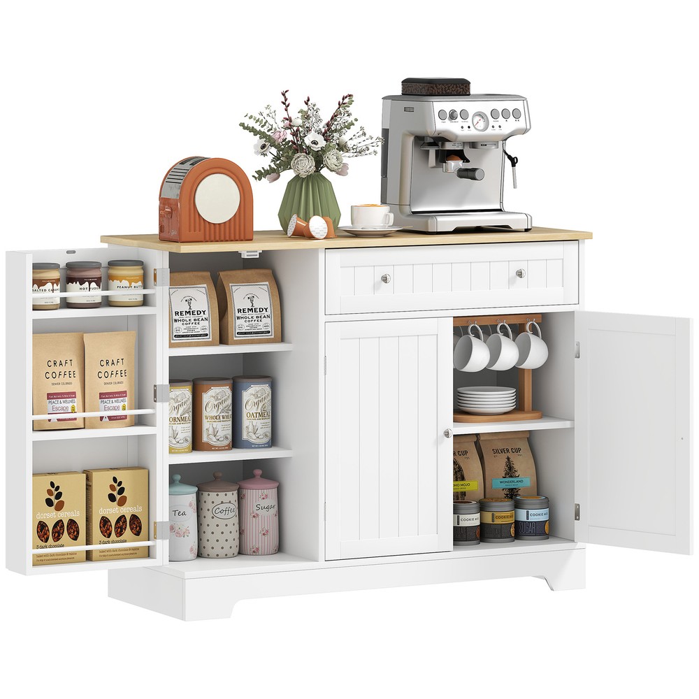 41" Sideboard Buffet Cabinet with Storage Drawer, Adjustable Shelf, White
