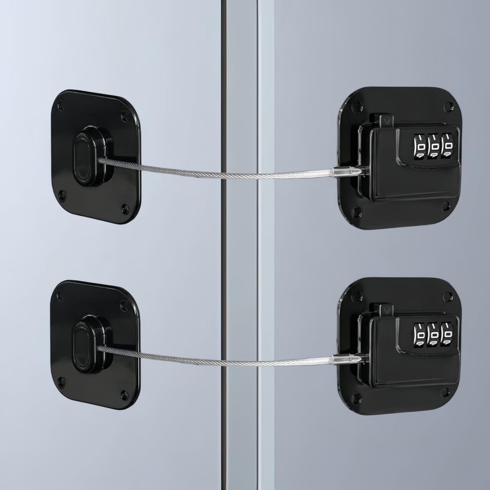 2 Pack Refrigerator Lock - Heavy Duty Combination Fridge Lock, /Baby Proofing...