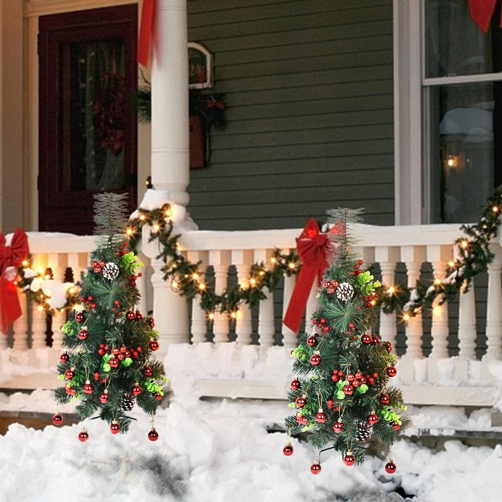 2 Pack 30'' Pre-Lit Christmas Tree Artificial LED Lights Xmas Pathway Home Decor