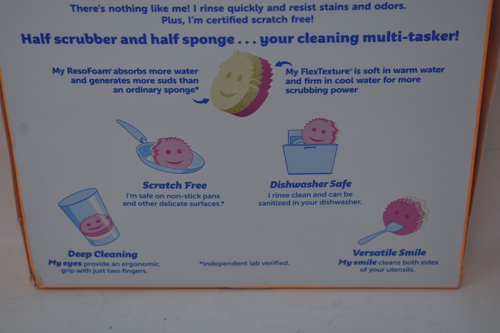 4 Pack Scrub Mommy Dual Two Sided Sponge and Scrubber Multi Task Happy Face